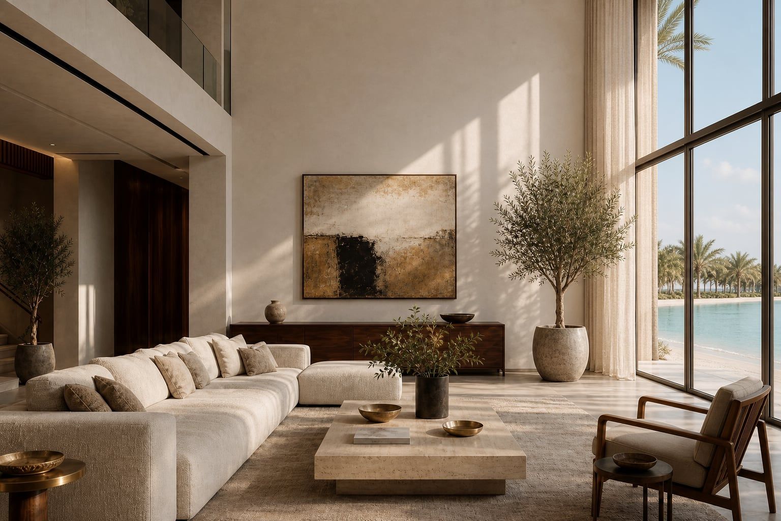 Lagoon-facing villa interior in District One MBR City