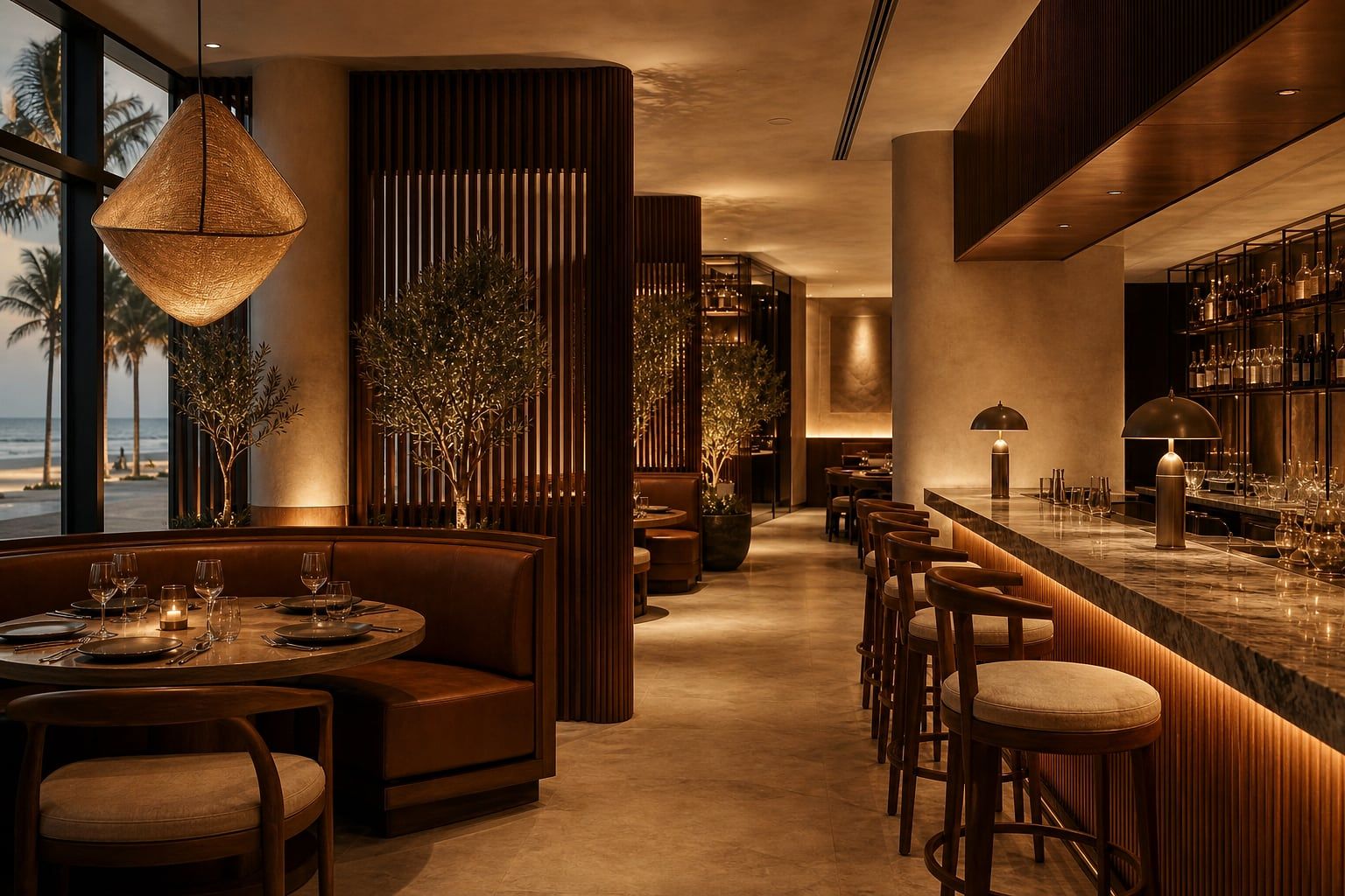 Beachfront restaurant interior on JBR The Walk