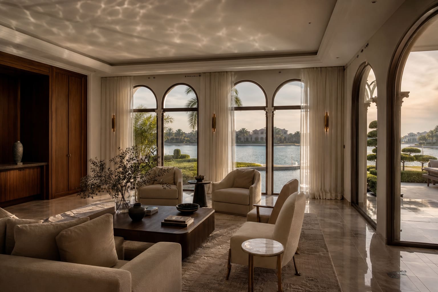 Waterfront villa interior in Jumeirah Islands by ZuriSpace